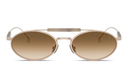 Shop BRUNELLO CUCINELLI Logo Signature Unisex Oval Sunglasses in Rose Gold online.
