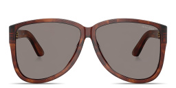 Shop MIU MIU Vertical Logo Oversized Pilot Sunglasses in Striped Tobacco online.