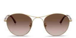 Shop GIORGIO ARMANI Engraved Logo Round Sunglasses in Pale Gold online.