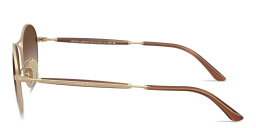 Shop GIORGIO ARMANI Engraved Logo Round Sunglasses in Pale Gold online.