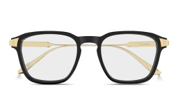 Shop Cartier Santos de Cartier Square Eyeglasses in Black online.