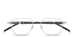 Shop MONTBLANC Meisterstück Square Eyeglasses in Silver online.