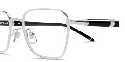 Shop MONTBLANC Meisterstück Square Eyeglasses in Silver online.