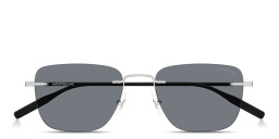 Shop MONTBLANC Snowcap Rimless Square Sunglasses in Silver online.