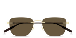 Shop MONTBLANC Snowcap Rimless Square Sunglasses in Gold online.