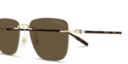 Shop MONTBLANC Snowcap Rimless Square Sunglasses in Gold online.