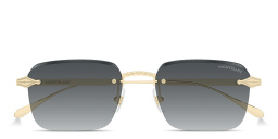 Shop MONTBLANC Nib Rimless Rectangle Sunglasses in Gold online.
