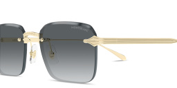Shop MONTBLANC Nib Rimless Rectangle Sunglasses in Gold online.