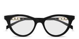 Shop GUCCI Logo Signature Cat-Eye Eyeglasses in Shiny Black online.