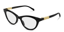 Shop GUCCI Logo Signature Cat-Eye Eyeglasses in Shiny Black online.