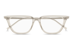 Shop SAINT LAURENT Thin Acetate Cat-Eye Eyeglasses in Transparent Cream online.