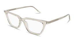 Shop SAINT LAURENT Thin Acetate Cat-Eye Eyeglasses in Transparent Cream online.