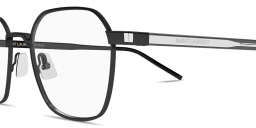 Shop SAINT LAURENT Corner Angle Unisex Panthos Eyeglasses in Black online.