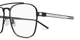 Shop SAINT LAURENT Logo Signature Unisex Wide Pilot Eyeglasses in Black online.