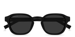 Shop GUCCI Web Round Sunglasses in Shiny Black online.