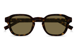 Shop GUCCI Web Round Sunglasses in Dark Havana online.