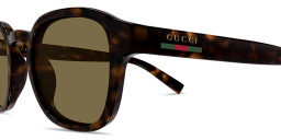 Shop GUCCI Web Round Sunglasses in Dark Havana online.
