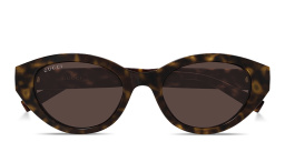 Shop GUCCI Web Cat-Eye Sunglasses in Dark Havana online.