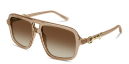 Shop GUCCI Horsebit Pilot Sunglasses in Transparent light brown online.
