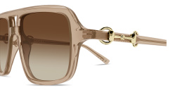 Shop GUCCI Horsebit Pilot Sunglasses in Transparent light brown online.