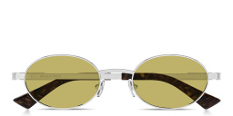 Shop BOTTEGA VENETA Ribbon Unisex Oval Sunglasses in Silver online.