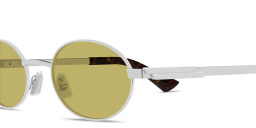 Shop BOTTEGA VENETA Ribbon Unisex Oval Sunglasses in Silver online.