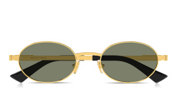تسوق نظارات شمسية بيضاوية للجنسين بشريط العلامة بوتيغا فينيتا بلون ذهبي لامع أونلاين.
