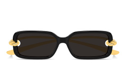 Shop BOTTEGA VENETA Knot Rectangle Sunglasses in Shiny Black online.