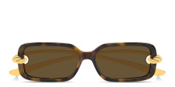 Shop BOTTEGA VENETA Knot Rectangle Sunglasses in Shiny Havana online.