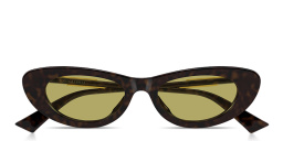 Shop BOTTEGA VENETA Snap Cat-Eye Sunglasses in Dark Havana online.