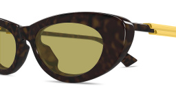 Shop BOTTEGA VENETA Snap Cat-Eye Sunglasses in Dark Havana online.