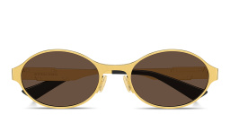 Shop BOTTEGA VENETA Dash Unisex Oval Sunglasses in Polished Gold online.