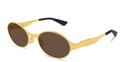 Shop BOTTEGA VENETA Dash Unisex Oval Sunglasses in Polished Gold online.