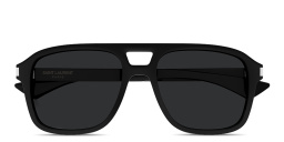 Shop SAINT LAURENT Naked Wire Core Unisex Pilot Sunglasses in Black online.