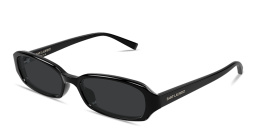 Shop SAINT LAURENT SL 872 Erin Oval Sunglasses in Shiny Black online.
