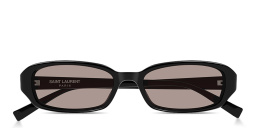 Shop SAINT LAURENT SL 872 Erin Oval Sunglasses in Shiny Black online.