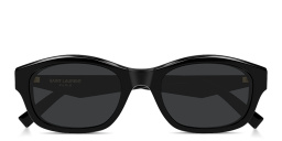 Shop SAINT LAURENT Monogram YSL Rectangle Sunglasses in Shiny Black online.
