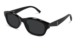 Shop SAINT LAURENT Monogram YSL Rectangle Sunglasses in Shiny Black online.