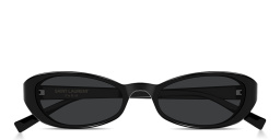Shop SAINT LAURENT SL 871 Sue Oval Sunglasses in Shiny Black online.