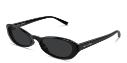 Shop SAINT LAURENT SL 871 Sue Oval Sunglasses in Shiny Black online.