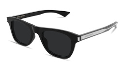 Shop SAINT LAURENT Naked Wire Core Rectangle Sunglasses in Black online.