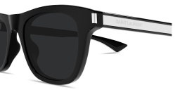 Shop SAINT LAURENT Naked Wire Core Rectangle Sunglasses in Black online.