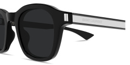 Shop SAINT LAURENT Naked Wire Core Unisex Panthos Sunglasses in Shiny Black online.