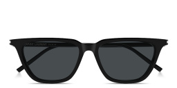 Shop SAINT LAURENT Thin Acetate Cat-Eye Sunglasses in Shiny Black online.