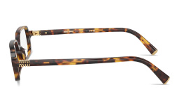 Shop MIU MIU Regard Rectangle Eyeglasses in Honey Havana online.