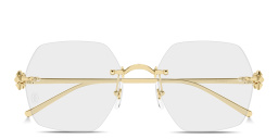 Shop Cartier Clash de Cartier Oversized Rimless Irregular Eyeglasses in Gold online.