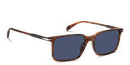 Shop DAVID BECKHAM Talisman Rectangle Sunglasses in Brown Horn online.