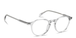 Shop DAVID BECKHAM Talisman Panthos Eyeglasses in Transparent Grey online.