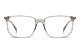 Shop DAVID BECKHAM Talisman Wide Rectangle Eyeglasses in Transparent Grey online.