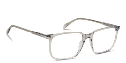 Shop DAVID BECKHAM Talisman Wide Rectangle Eyeglasses in Transparent Grey online.
